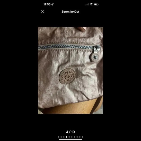 Kipling Reth Crossbody Purse Shoulder Bag Metallic Pink Adjustable Shimmer - Picture 4 of 10